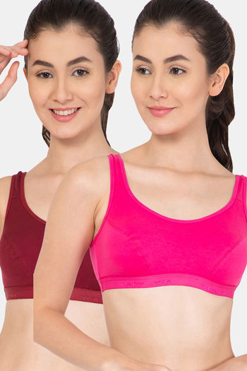 Buy Lady Lyka Cotton Sports Bra(Pack of 2) - Multicolor